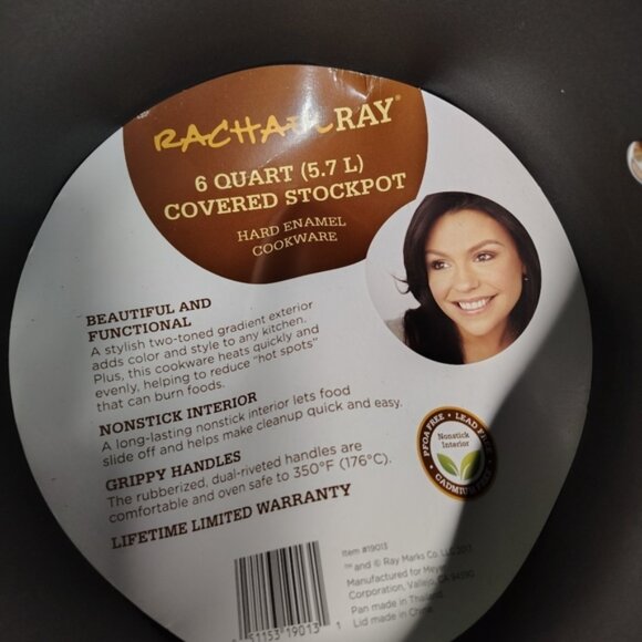 Rachael Ray Brights Nonstick Stock Pot/Stockpot with Lid | 6 Quart | Gray | NWT - Picture 3 of 4